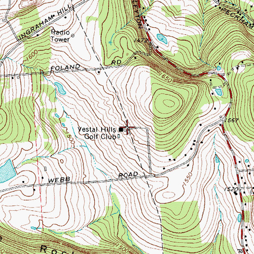 Topographic Map of Vestal Hills Golf Club, NY