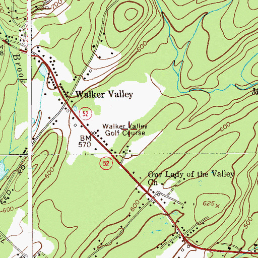 Topographic Map of Walker Valley Golf Course, NY