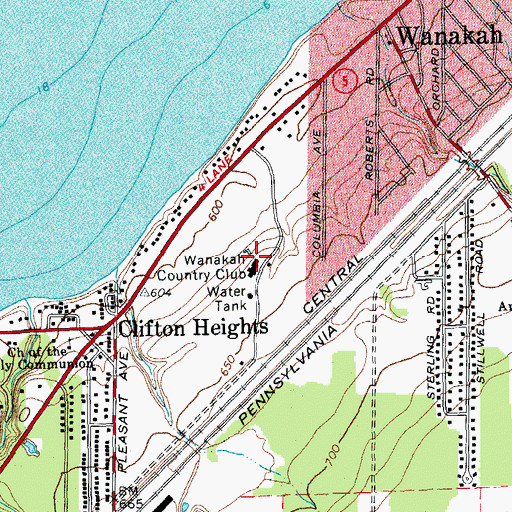 Topographic Map of Wanakah Country Club, NY
