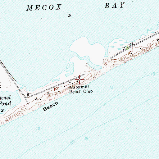 Topographic Map of Water Mill Beach Club, NY