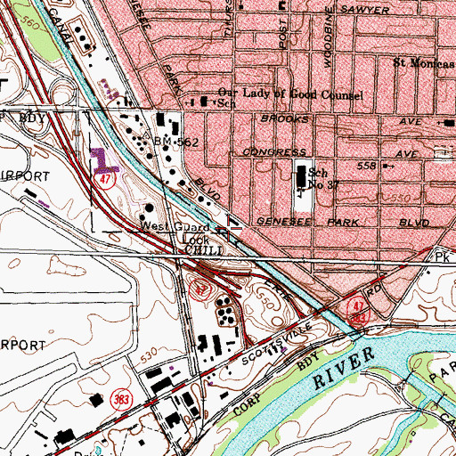 Topographic Map of West Guard Lock, NY