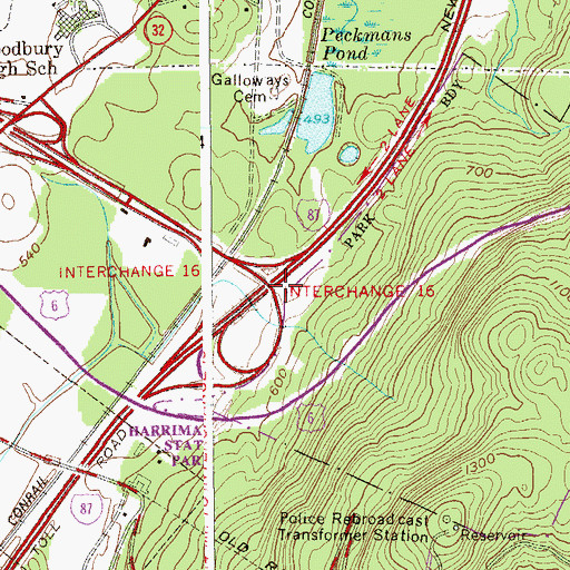 Topographic Map of Interchange 16, NY