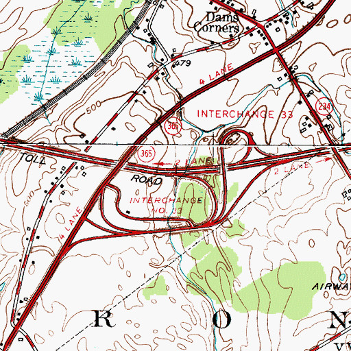 Topographic Map of Interchange 33, NY