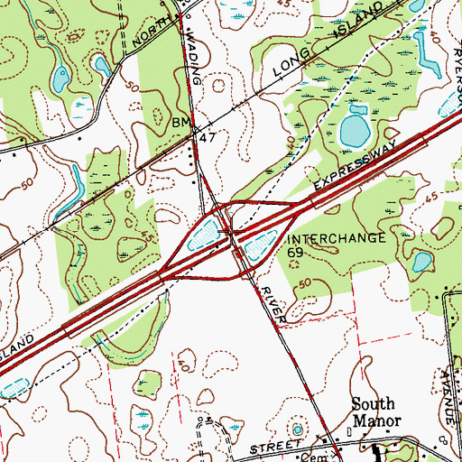 Topographic Map of Interchange 69, NY