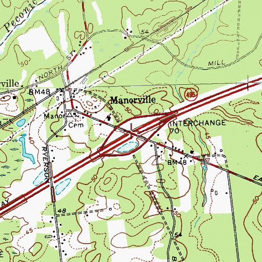 Topographic Map of Interchange 70, NY