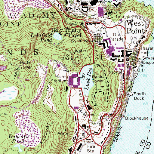Topographic Map of Michie Stadium, NY