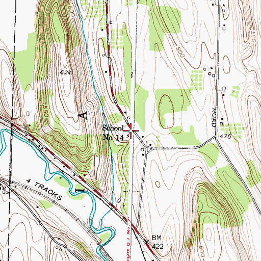 Topographic Map of School Number 14 (historical), NY