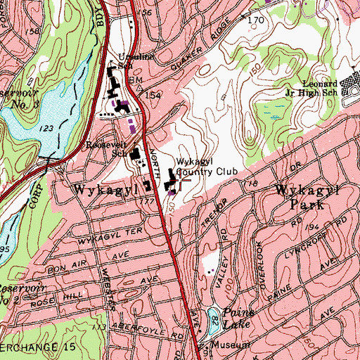 Topographic Map of Wykagyl Country Club, NY