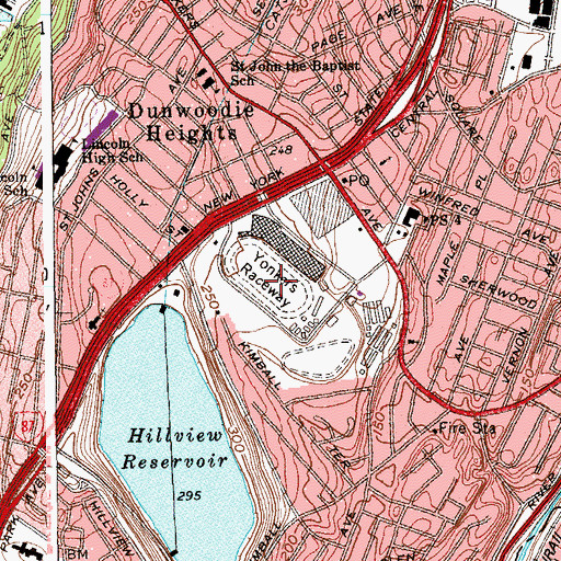 Topographic Map of Yonkers Raceway, NY