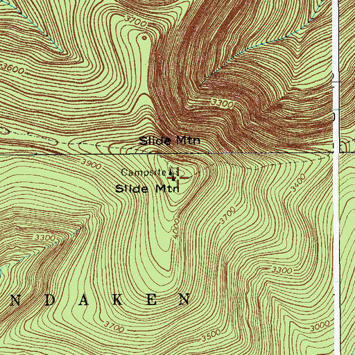 Topographic Map of Slide Mountain, NY