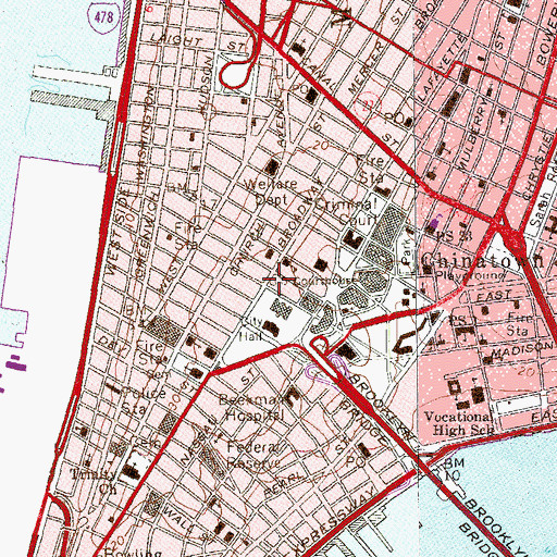 Topographic Map of New York, NY