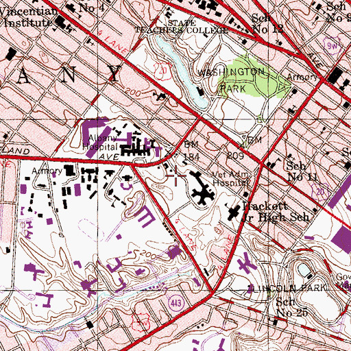Topographic Map of AMCH Heliport, NY