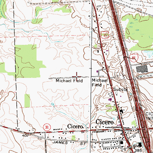 Topographic Map of Michael Field-Onondaga Flight School Airport (historical), NY
