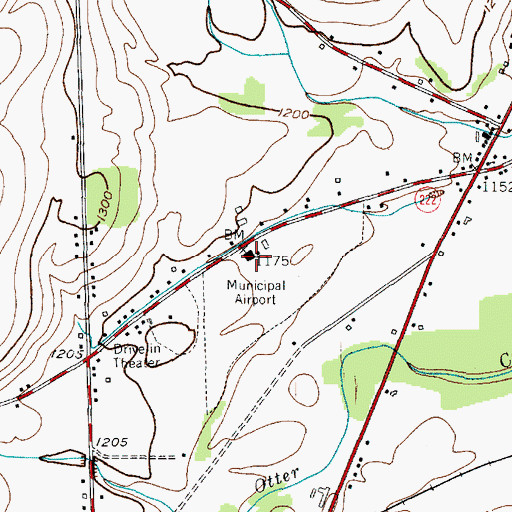 Topographic Map of Cortland County Airport-Chase Field, NY