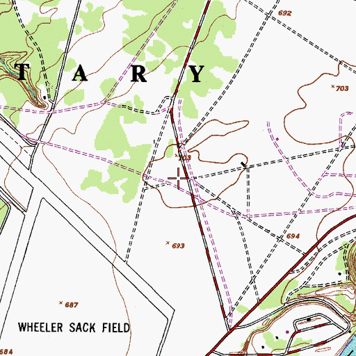 Topographic Map of Wheeler-Sack Army Airfield, NY