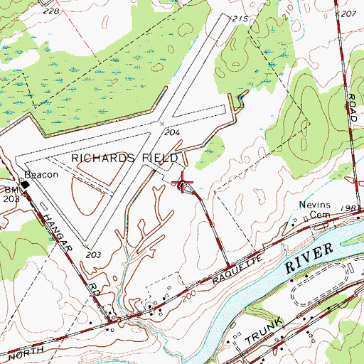 Topographic Map of Massena International Airport-Richards Field, NY
