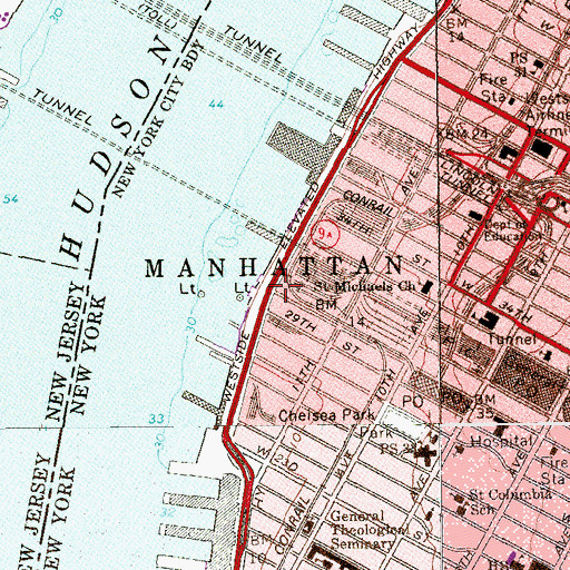 Topographic Map of Port Authority-West 30th Street Midtown Heliport, NY