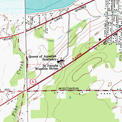 Topographic Map of Queen of Apostles Seminary, NY