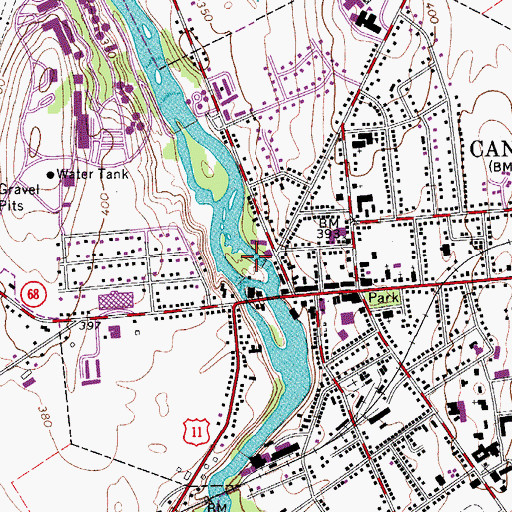 Topographic Map of Rushton Falls, NY