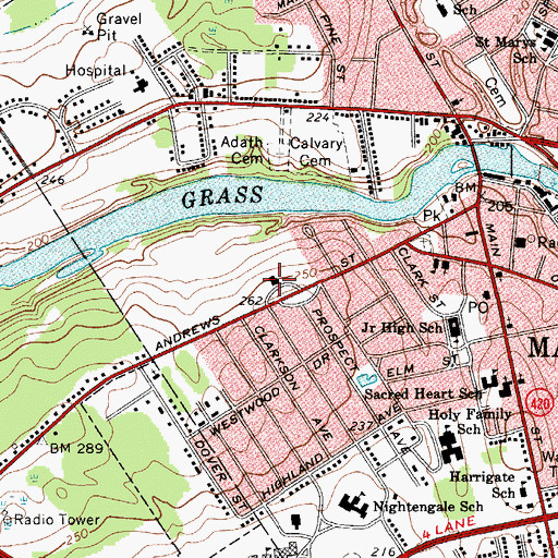 Topographic Map of Saint Lawrence Seaway Development Corporation Administration Building, NY
