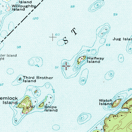 Topographic Map of Halfway Island Shoal, NY