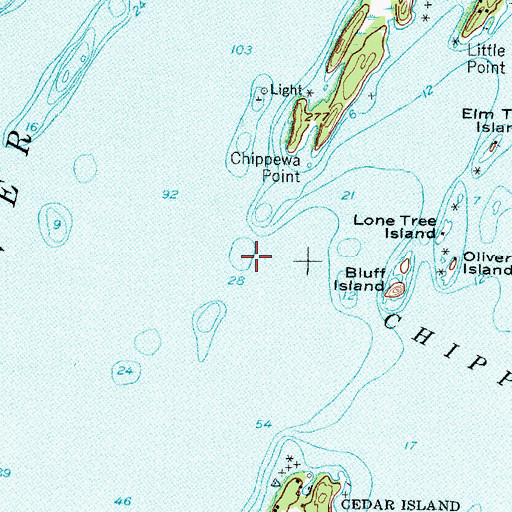 Topographic Map of McPhall Shoal, NY