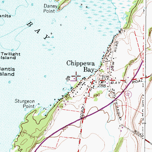 Topographic Map of Chippewa Yacht Club, NY