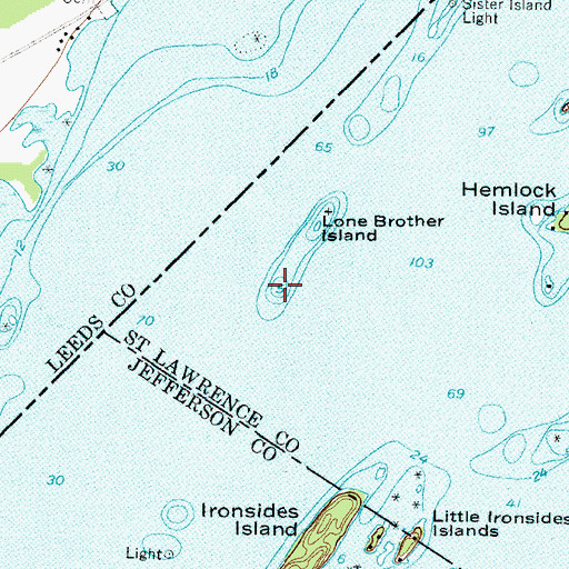 Topographic Map of Ironsides Shoal, NY