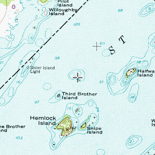Topographic Map of Third Brother Island Shoal, NY