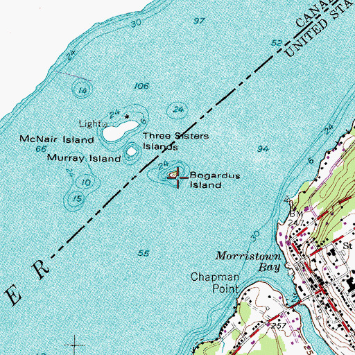 Topographic Map of Bogardus Island, NY