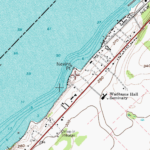 Topographic Map of Nevins Point, NY