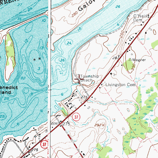 Topographic Map of Lisbon Beach, NY