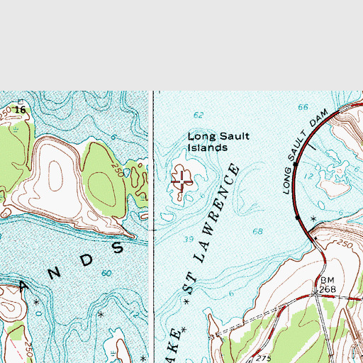 Topographic Map of Long Sault Islands, NY