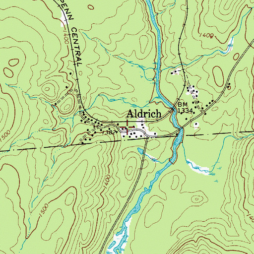 Topographic Map of Aldrich, NY