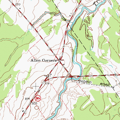 Topographic Map of Allen Corners, NY