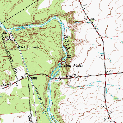 Topographic Map of Allen Falls, NY