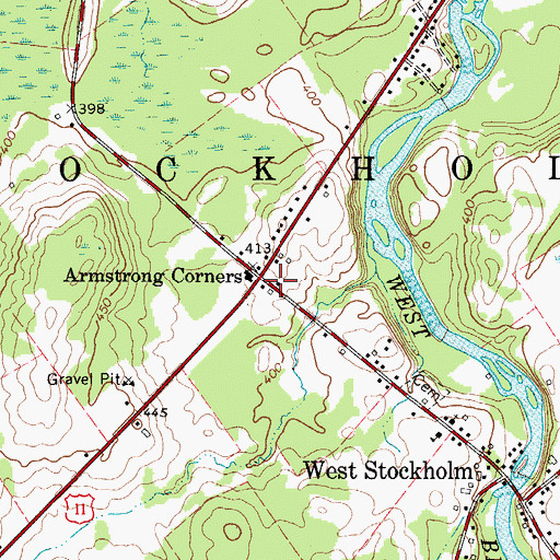 Topographic Map of Armstrong Corners, NY