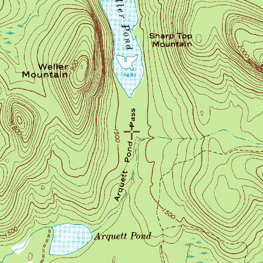 Topographic Map of Arquett Pond Pass, NY