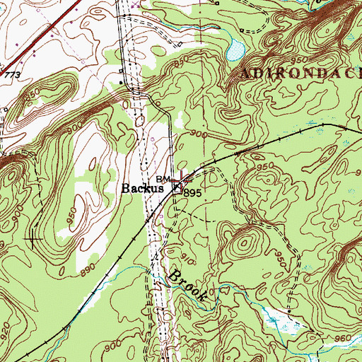 Topographic Map of Backus, NY