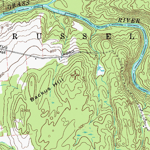 Topographic Map of Backus Hill, NY