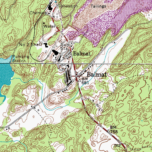 Topographic Map of Balmat, NY