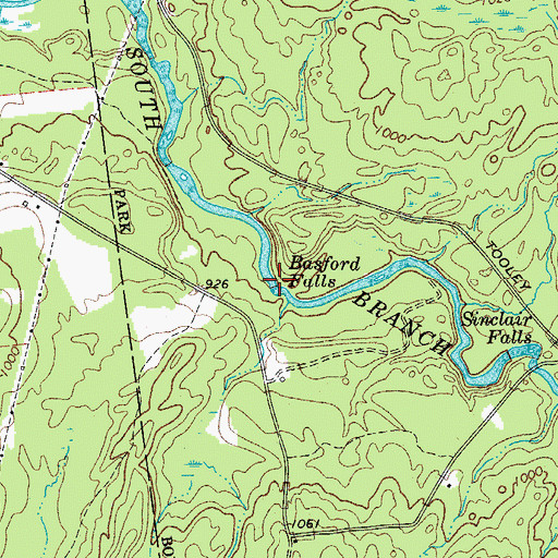 Topographic Map of Basford Falls, NY