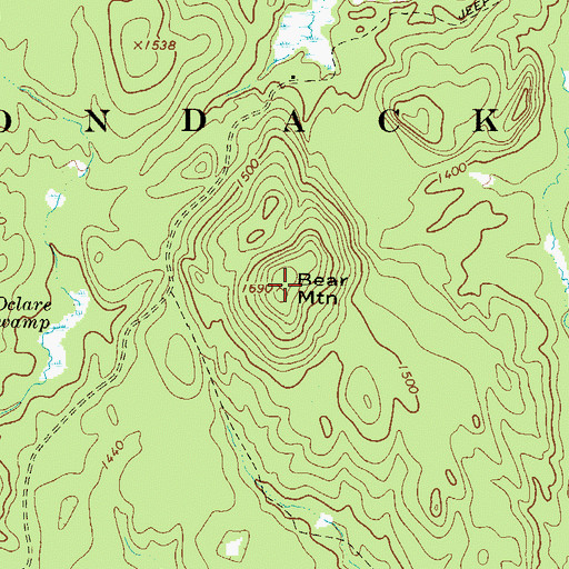 Topographic Map of Bear Mountain, NY