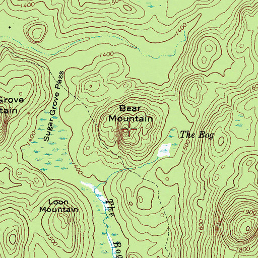 Topographic Map of Bear Mountain, NY