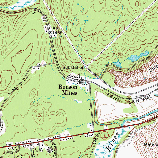 Topographic Map of Benson Mines, NY