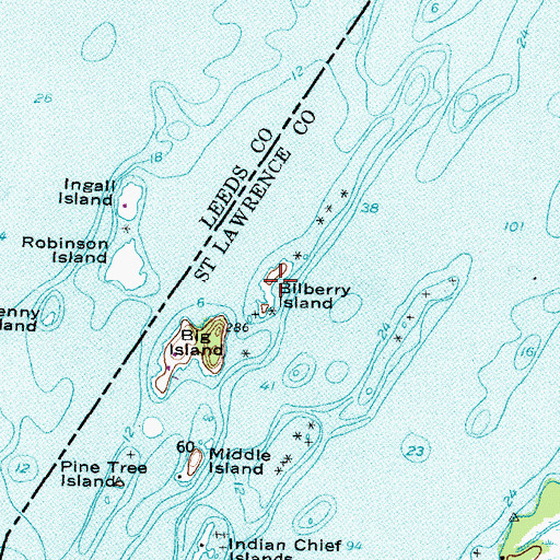 Topographic Map of Bilberry Island, NY