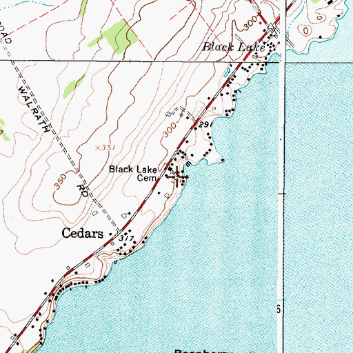 Topographic Map of Black Lake Cemetery, NY