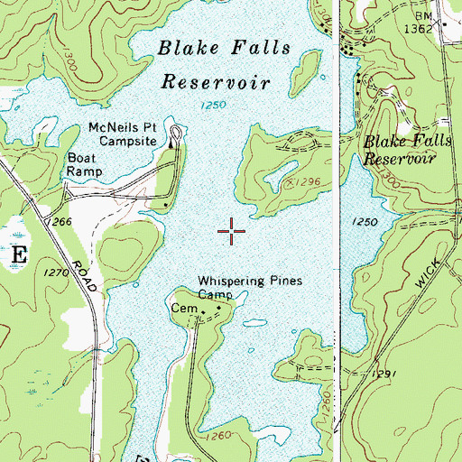 Topographic Map of Blake Falls Reservoir, NY