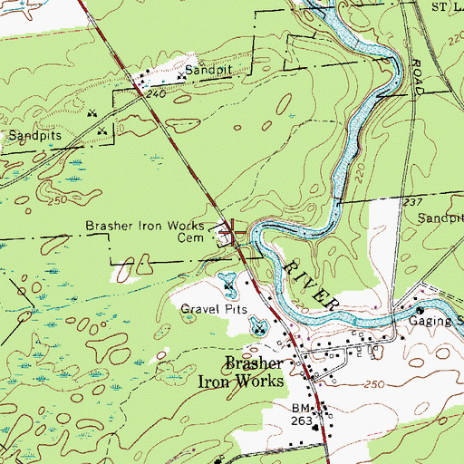 Topographic Map of Brasher Iron Works Cemetery, NY
