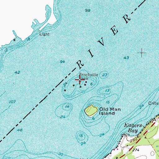 Topographic Map of Brockville Rock, NY